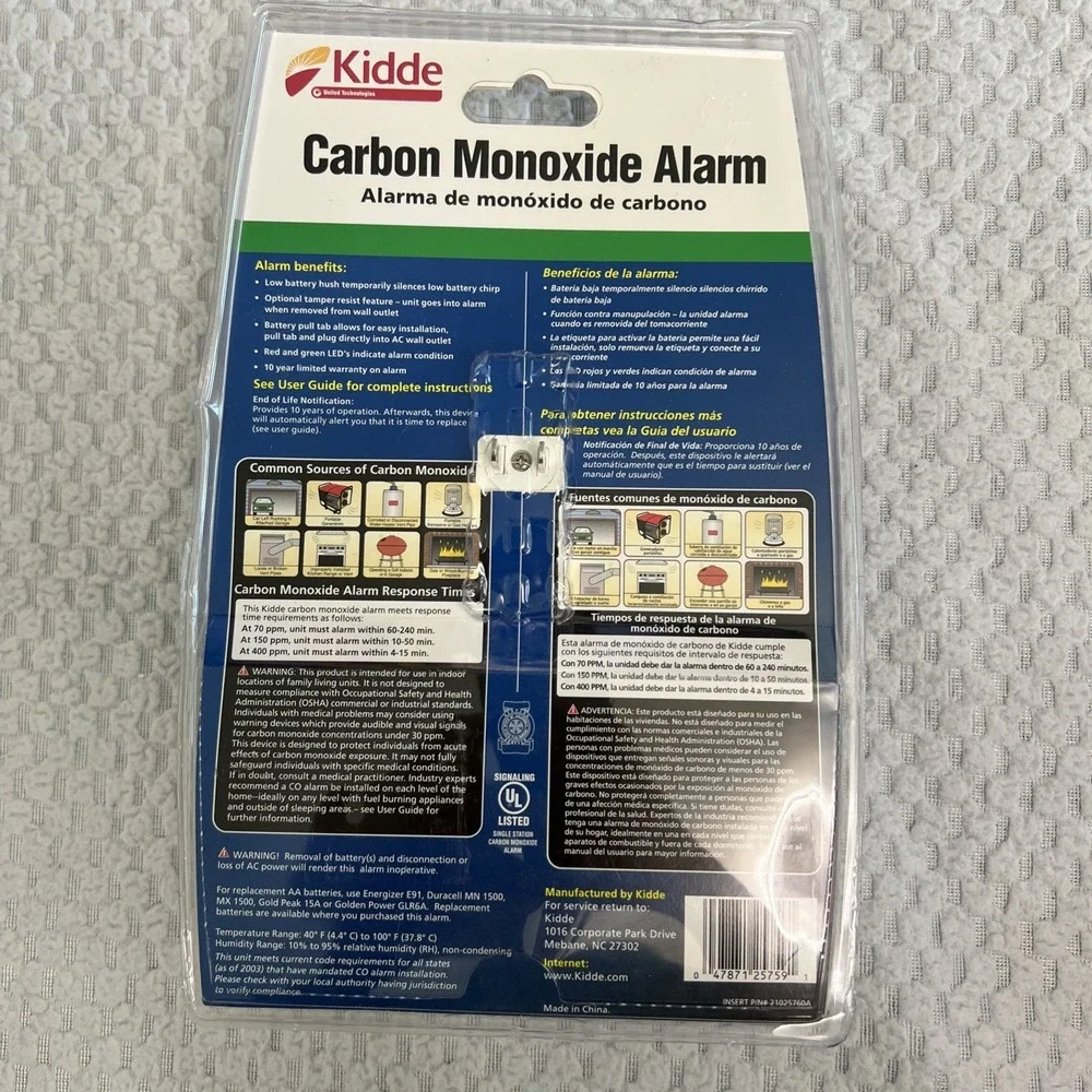 Kidde Carbon Monoxide Alarm Plug-In Detector Battery Backup‎ KN-COB-DP2 Set of 3